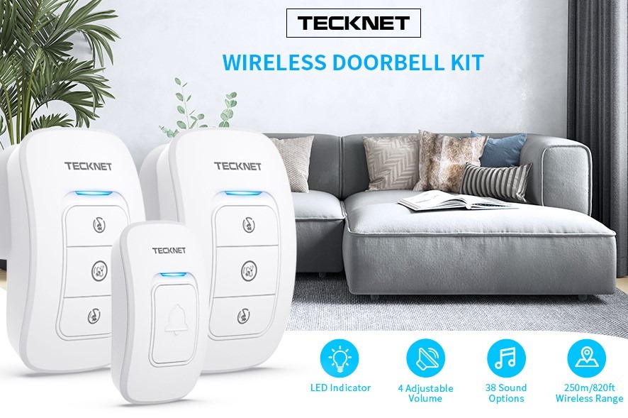 TECKNET Wireless Doorbell, IP65 Waterproof Wall India