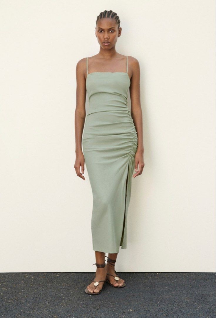 Zara khaki best sale dress