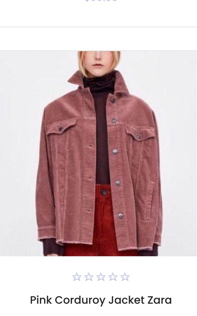 Zara Dusty Rose Oversized Corduroy Jacket Pink