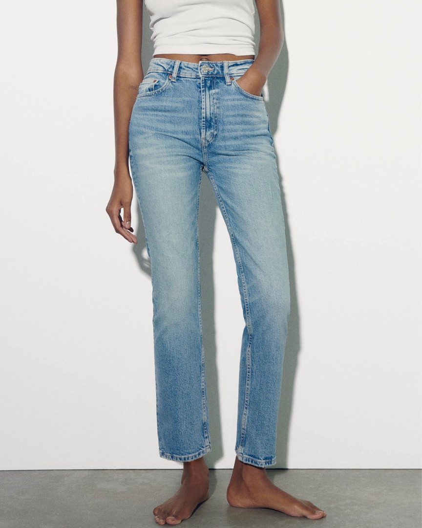 Zara original stove pipe jeans, Fesyen Wanita, Pakaian Wanita, Bawahan