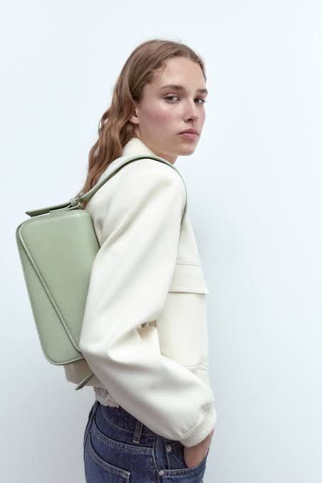 Zara geometric leather shoulder bag 2025