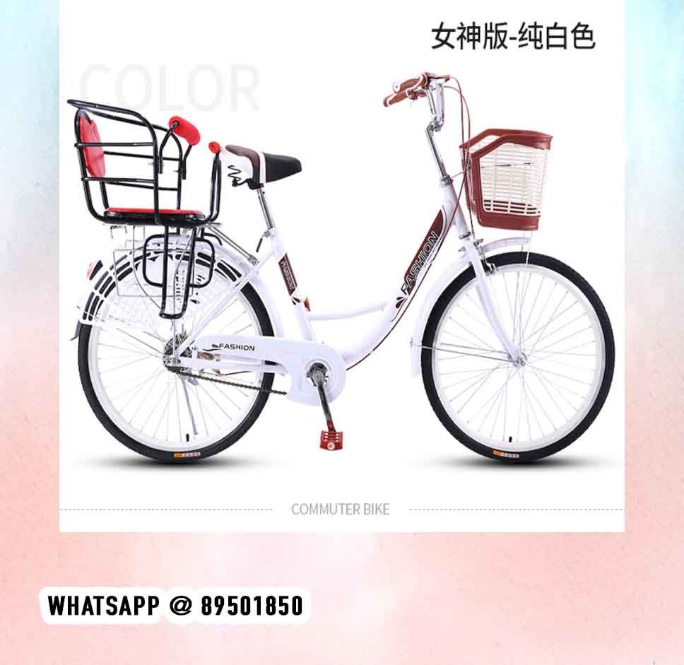 240 26 INCH Lady bike single speed bicycle with Back child seat rear rack