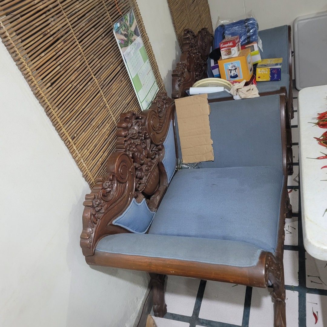 3pcs antiques wood sofa chairs (Category: Sofas) located in Pasig City. Submitted by naldoman (Listing ID 1246827803, Image 2). Description: wooden antiques sofa chairs 3pcs.