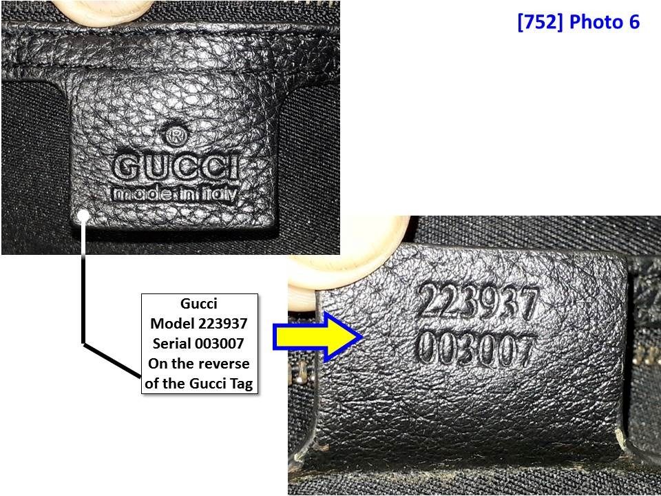 752] Original Gucci #223937 Black Leather Shoulder Bag, Women's