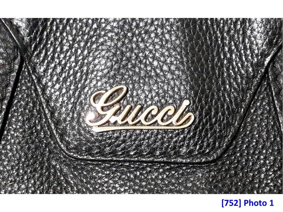 752] Original Gucci #223937 Black Leather Shoulder Bag, Women's