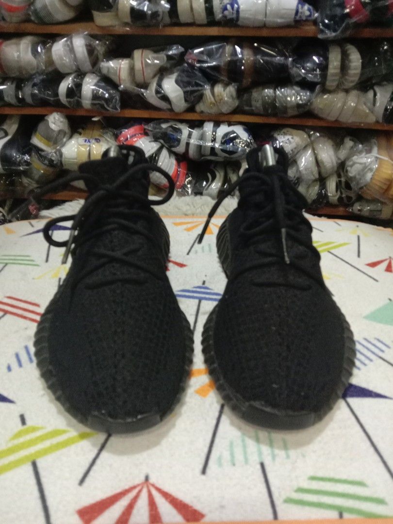 7.5 uk kasut adidas yeezy sply 350 all black