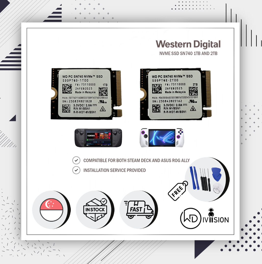 ASUS ROG ALLY  Valve Steam Deck 1TB 2TB Western Digital WD SN740 NVMe M .2 2230 Internal SSD Windows Steam OS, Video Gaming, Gaming  Accessories, Cases  Covers on Carousell