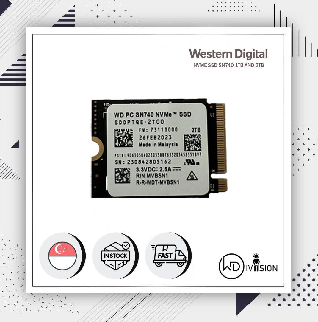 4TB 2TB 1TB Western Digital WD SN740 NVMe M.2 2230 Internal SSD 