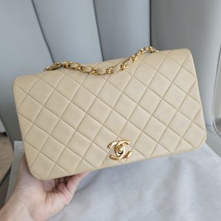 Chanel 1998 Vintage Beige Caviar Small Classic Double Flap Bag 24k