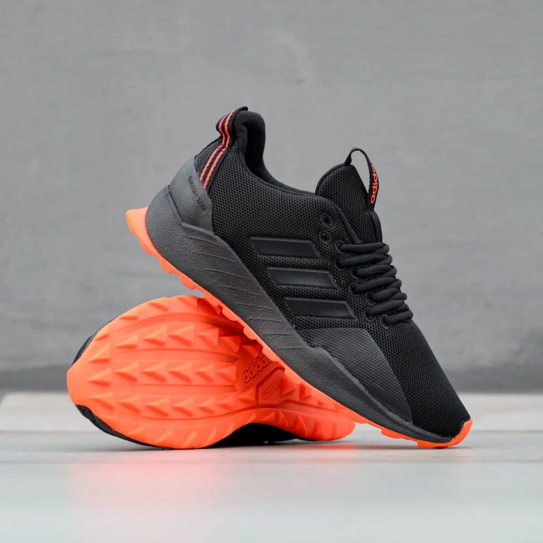 Adidas Cloudfoam Questar Trail Core Black / Infrared, Fesyen Pria, Sepatu ,  Sneakers di Carousell