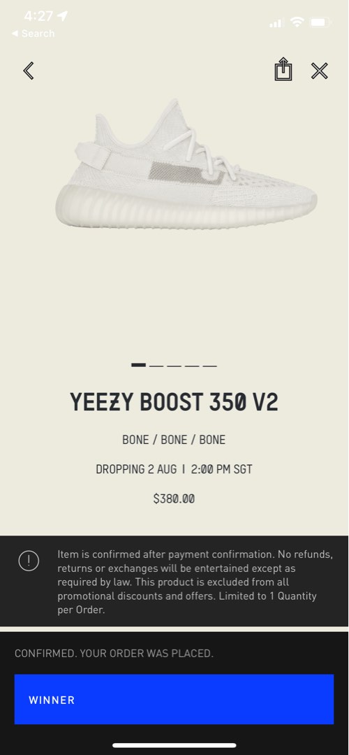 Adidas Yeezy Boost 350 V2 Bone Men s Fashion Footwear Sneakers