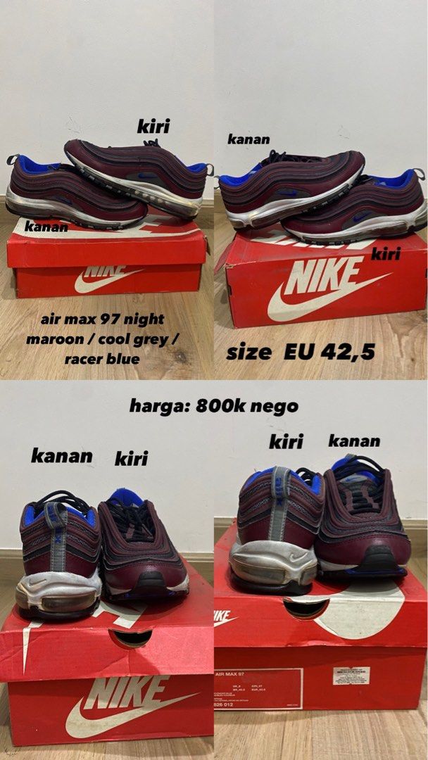 Airmax 97 Night maroon Cool grey Racer blue Fesyen Pria