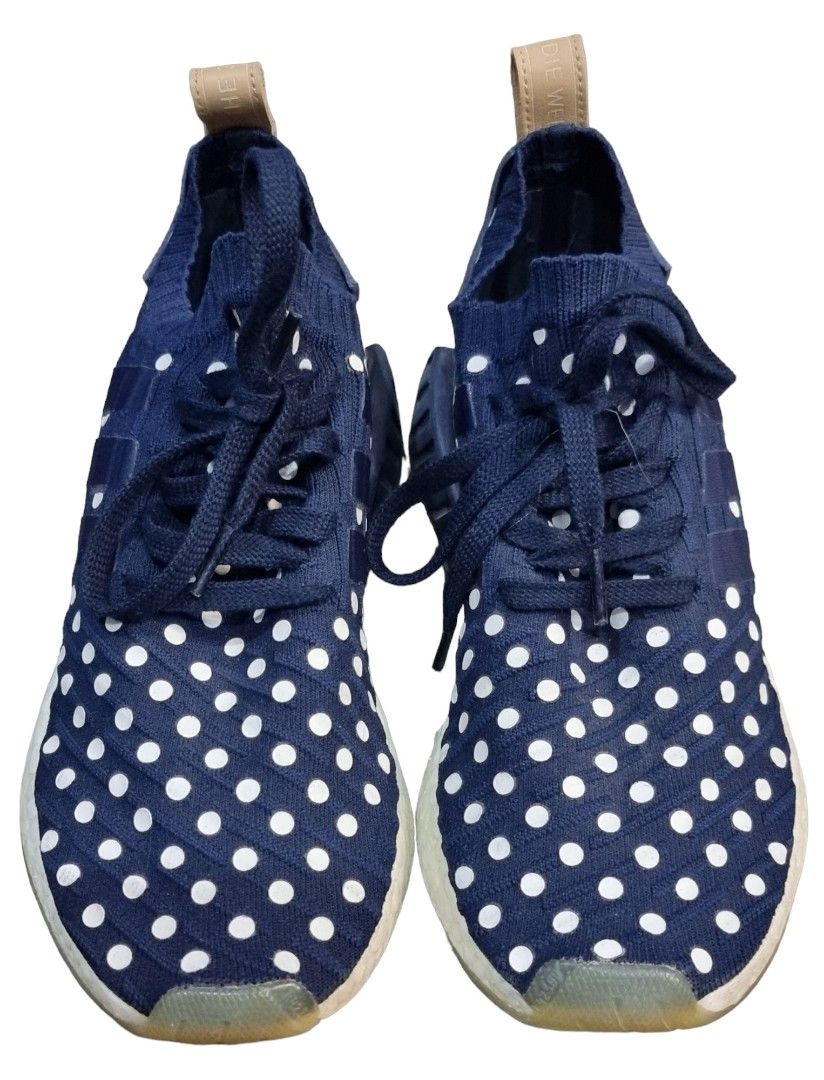 Aqua Polka Dot Women's Slip On Sneakers