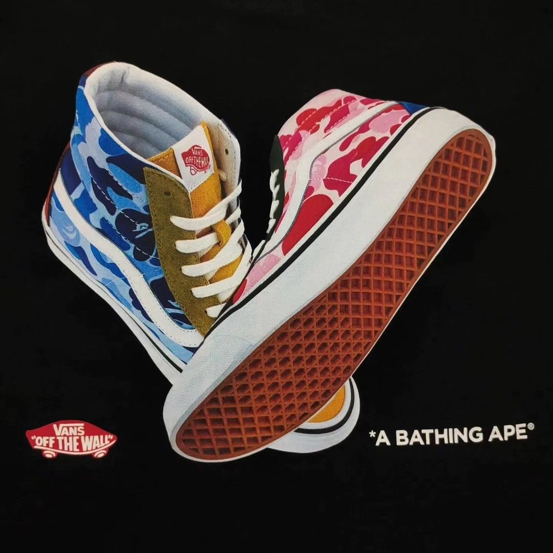 BAPE X VANS SK8 HI TEE Men s Fashion Tops Sets Tshirts Polo