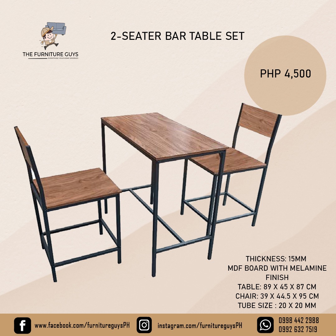 BAR TABLE SET 1 HIGH TABLE AND 2 HIGH CHAIRS, Furniture & Home Living