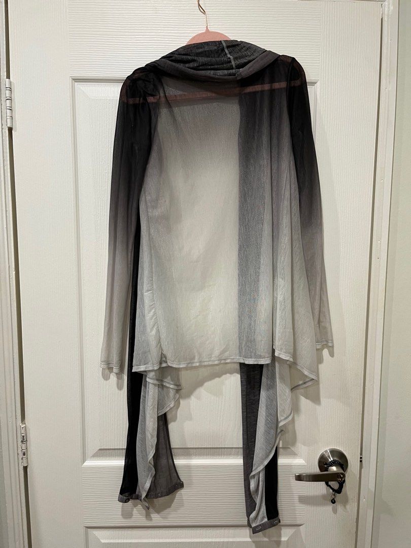 BCBG Sheer Gradient Cardigan with Hood Women s Fashion Coats