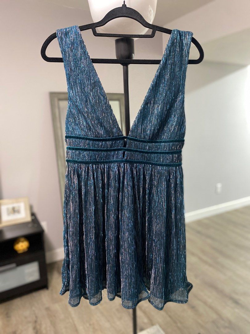 Ailey gold and store teal blue skater dress