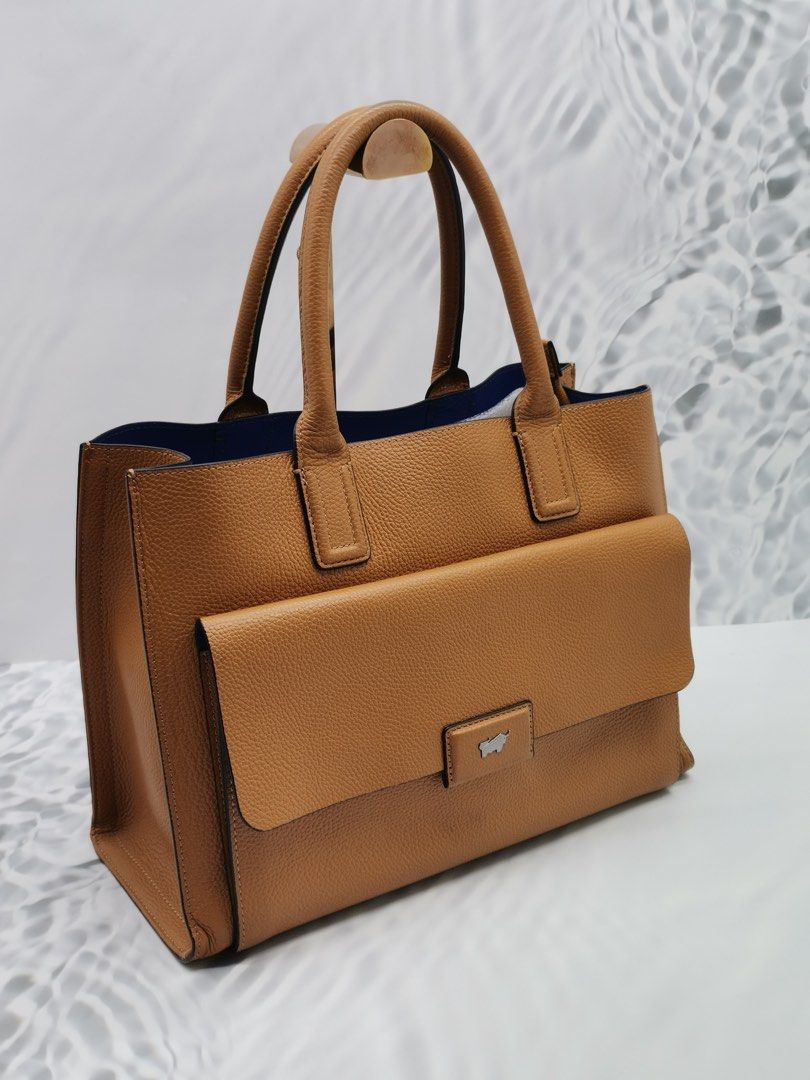 BRAUN BUFFEL HANDLE TOTE BAG WITH STRAP Luxury Bags Wallets on