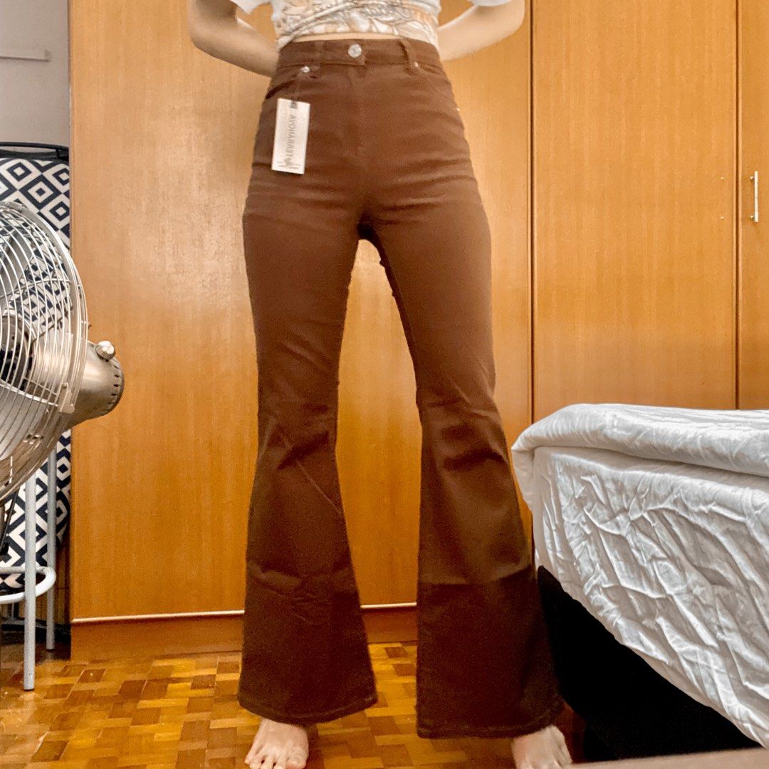 Womens Brown Bootcut Pants - Bottoms, Clothing