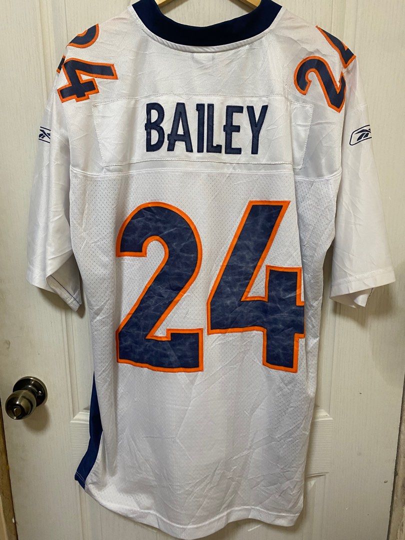 Men's Reebok NFL Denver Broncos Champ Bailey Home Navy Blue White Jersey Sz  XL