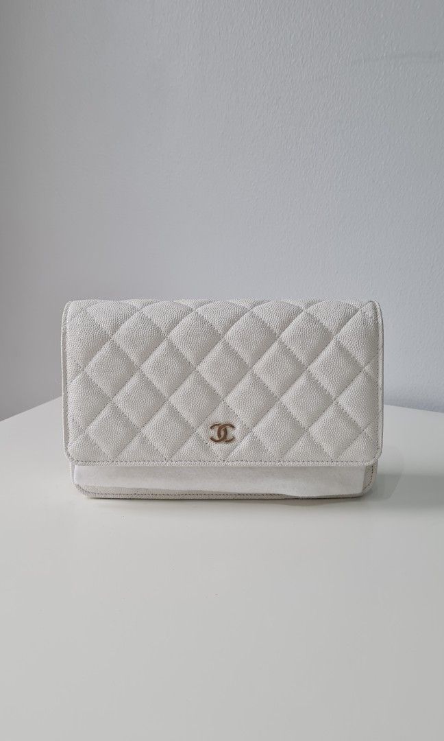 Chanel Classic Wallet on Chain 23c White Caviar and Light Gold
