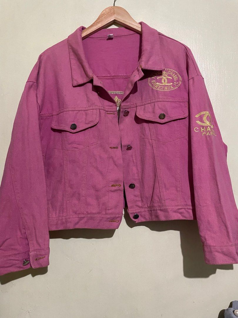 Chanel pink denim jacket on sale