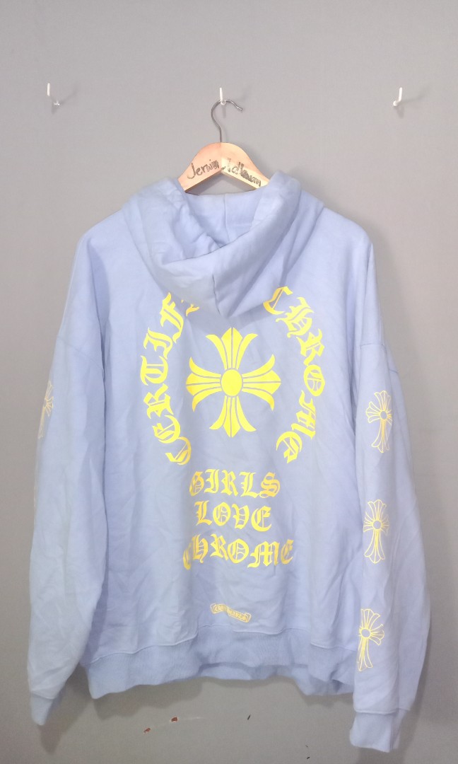 Chrome Hearts x Drake Girls Love Chrome Hoodie Light Blue Men's - US