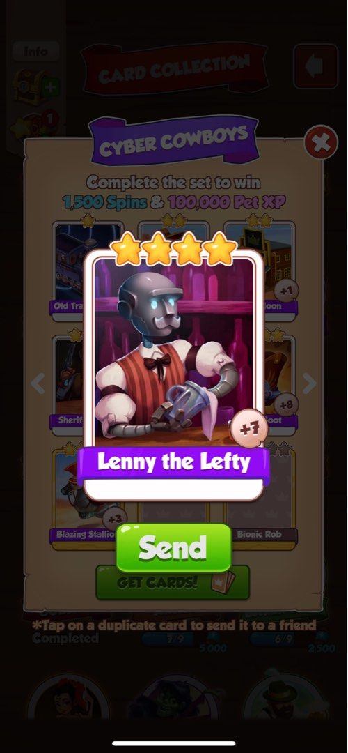 Coin Master Rare Cards Lenny Lefty, Painters Palette, Archery Camp, Hazy  Hatch, Video Gaming, Gaming Accessories, In-Game Products On Carousell