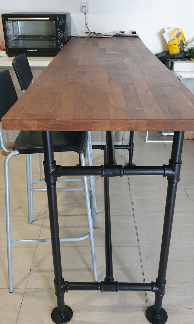 Custom Bar table with free 2pax bar chairs, Furniture & Home Living ...