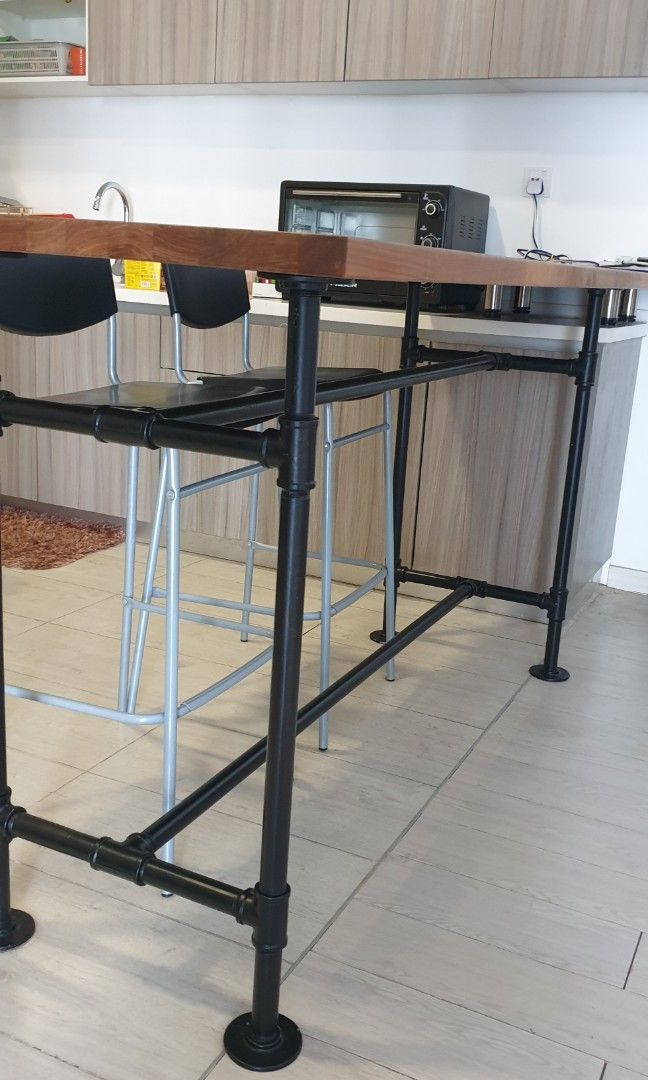 Custom Bar table with free 2pax bar chairs, Furniture & Home Living ...