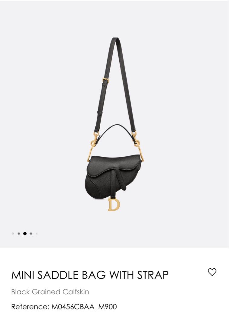 Mini Saddle Bag with Strap Black Dior Oblique Jacquard and Grained Calfskin