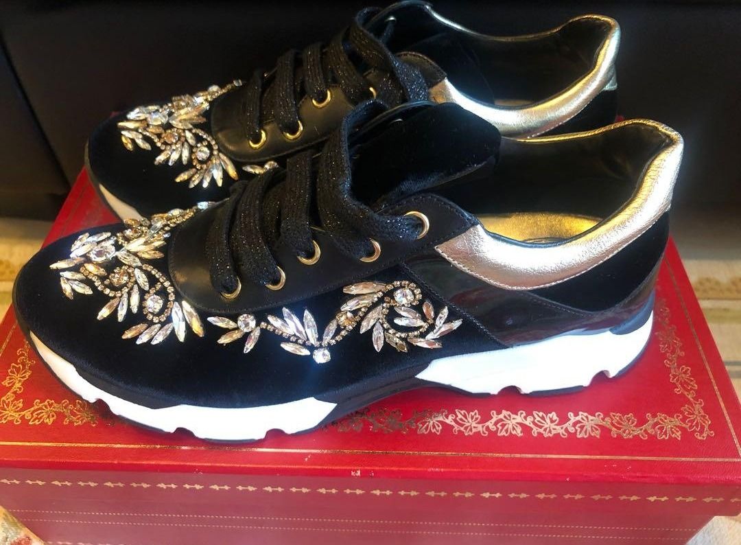FAST SALE MUST SOLD TODAY RENE Caovilla Embellished Velvet Sneakers (size  38)