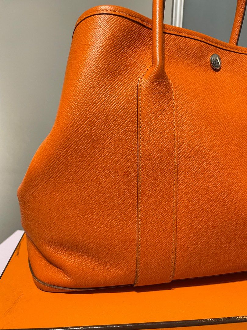 Hermes Garden Party Bag Togo Leather In Orange