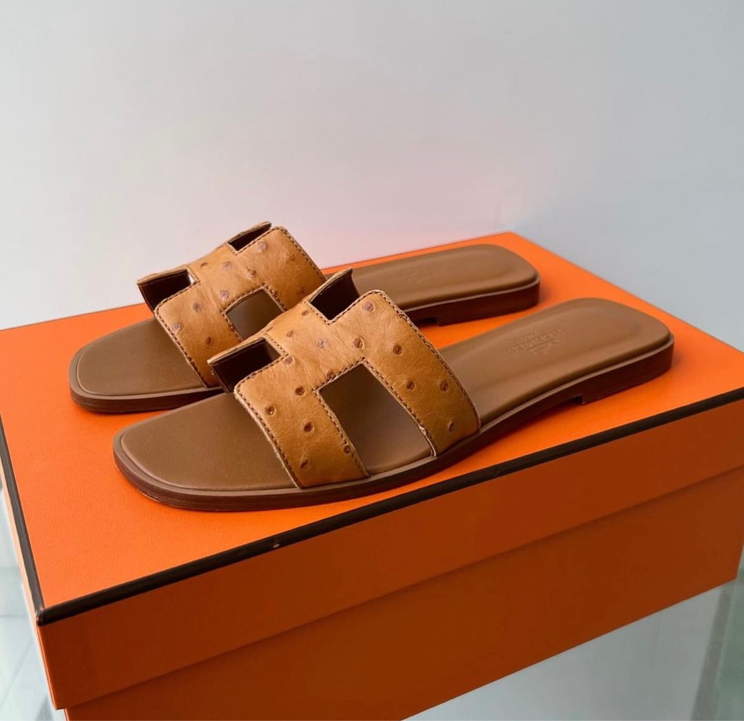 Hermes Ostrich H Sandals, Luxury, Apparel on Carousell