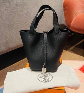 Hermes Noir Black Picotin Lock 18 PM Handbag Bag