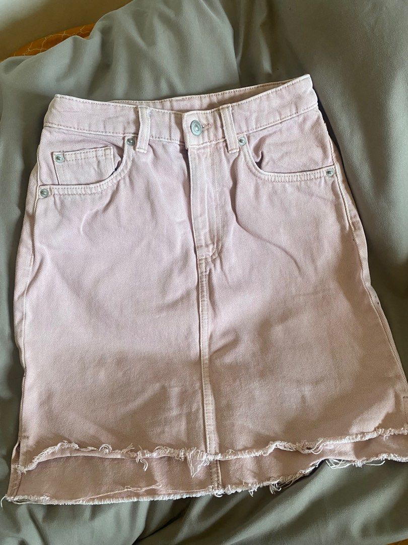 Pink denim skirt h&m discount