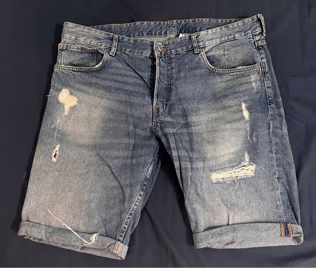 H&m ripped jean shorts men deals