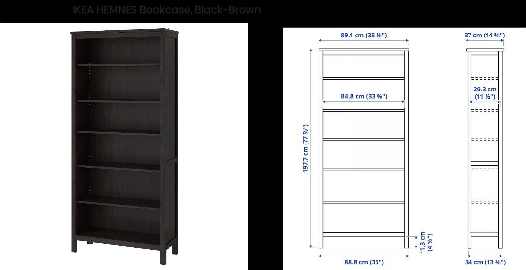 Ikea HEMNES Bookcase Black Brown Furniture Home Living