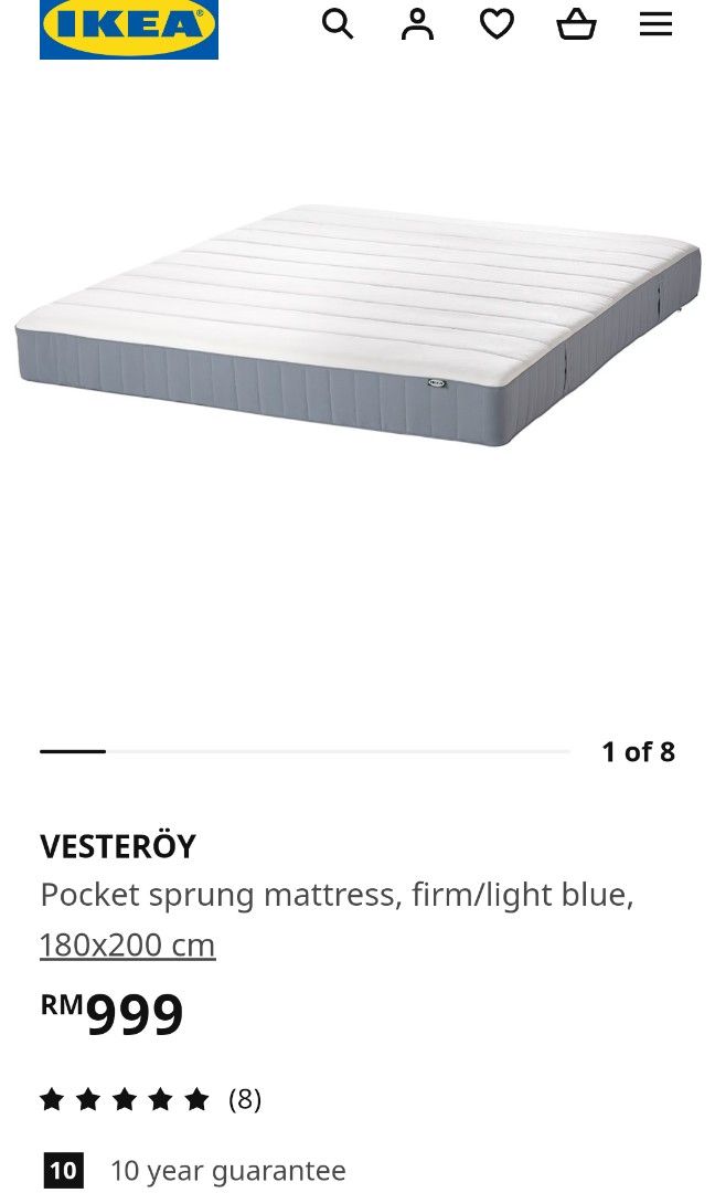 IKEA King Vesteroy Mattress, Furniture & Home Living, Bedding & Towels
