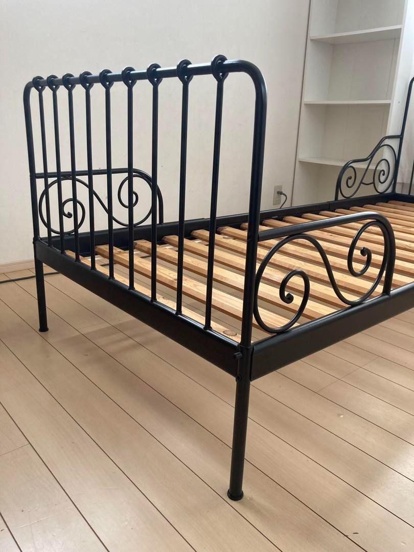 IKEA Minnen Single Bed EXTENDABLE Frame (Black), Furniture & Home