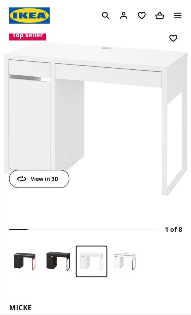 IKEA Study Table Micke, Furniture & Home Living, Furniture, Tables