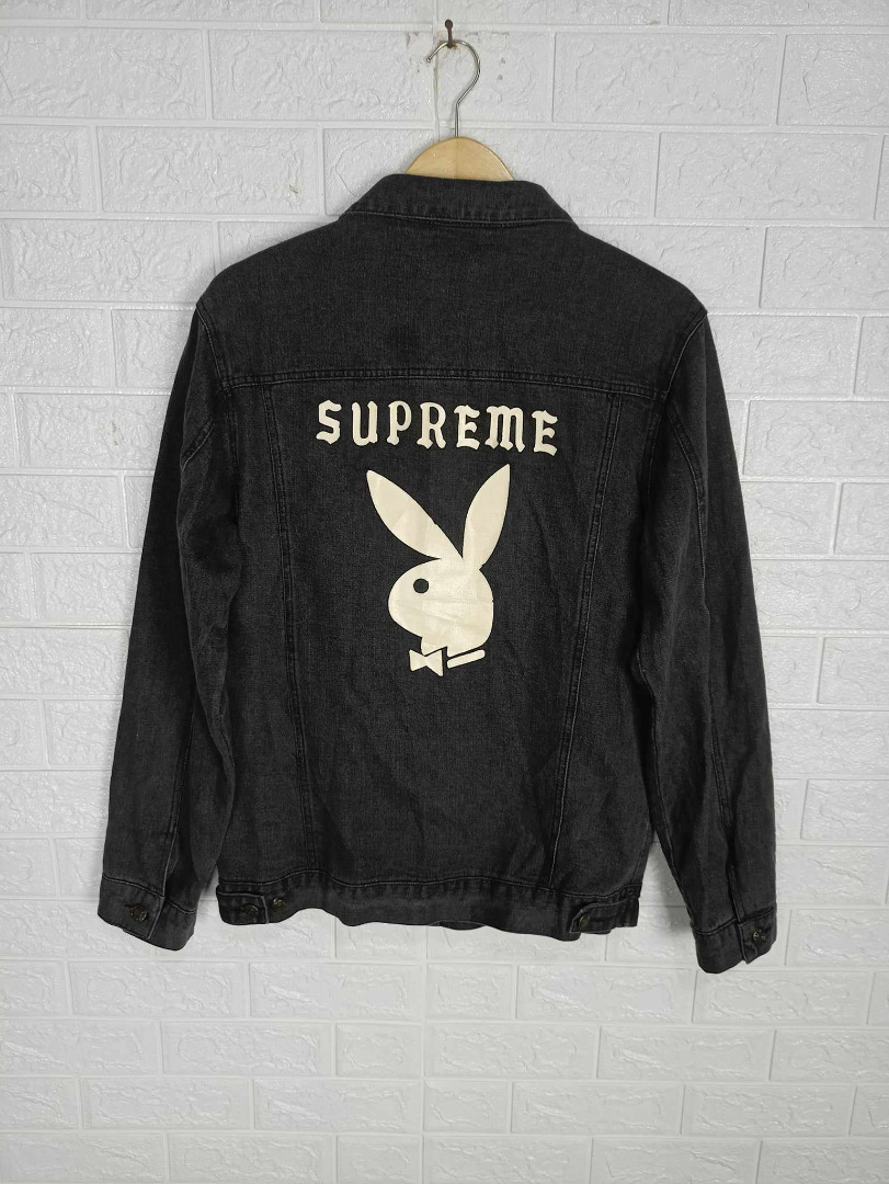 Jacket Jeans Supreme x Playboy Fesyen Pria Pakaian Baju Luaran