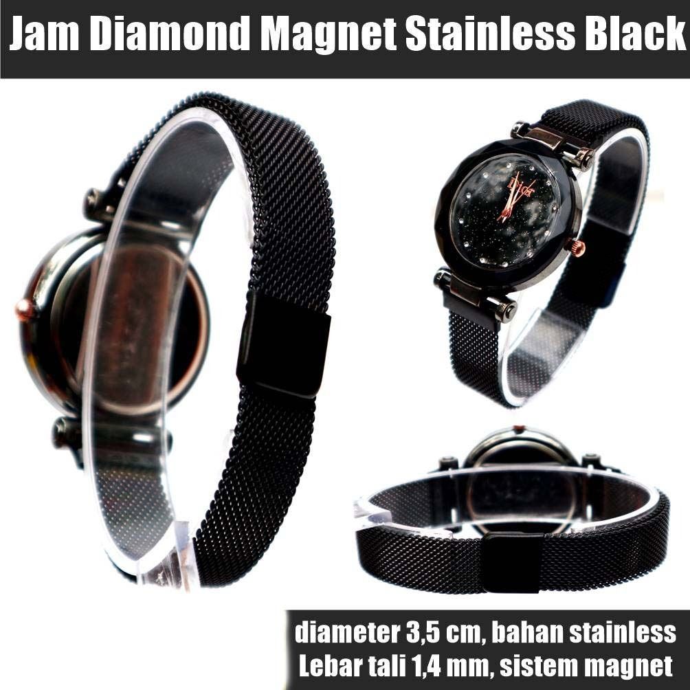 Jam Murah Diamond Magnet Black Stainless, Fesyen Wanita, Jam Tangan di ...