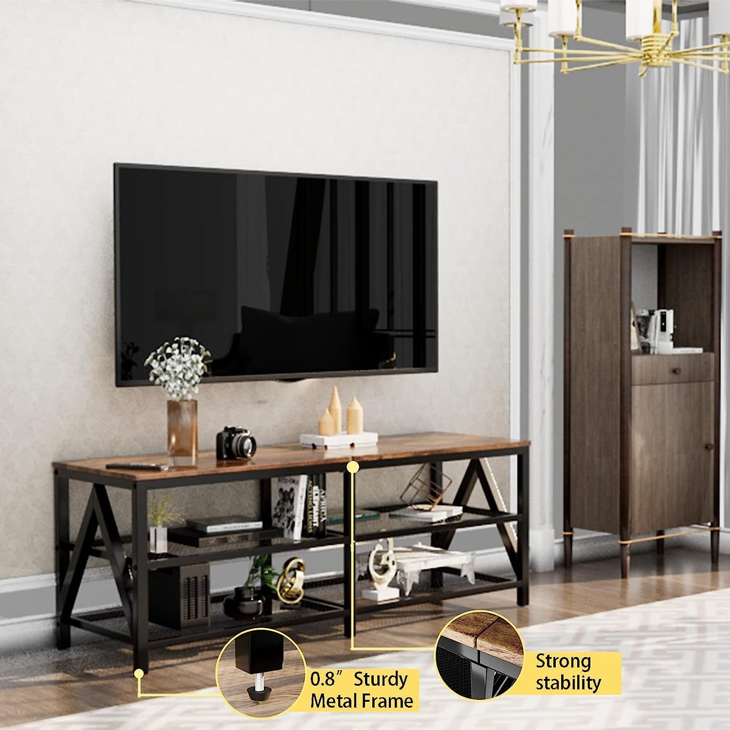 Dark brown 65 shop inch tv stand