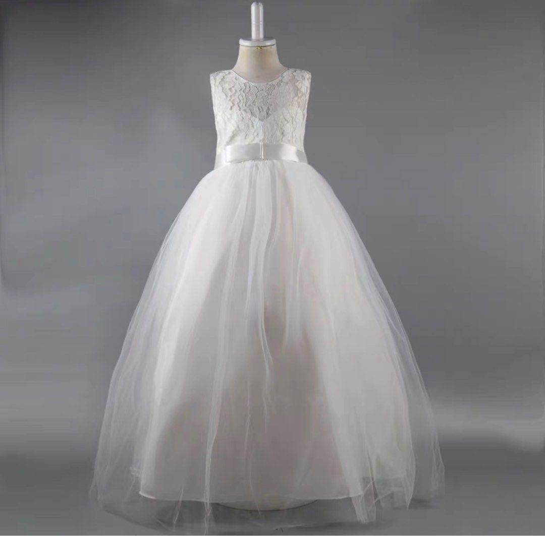 10 12yo Kids Children Lace Wedding Party Birthday Long Gown