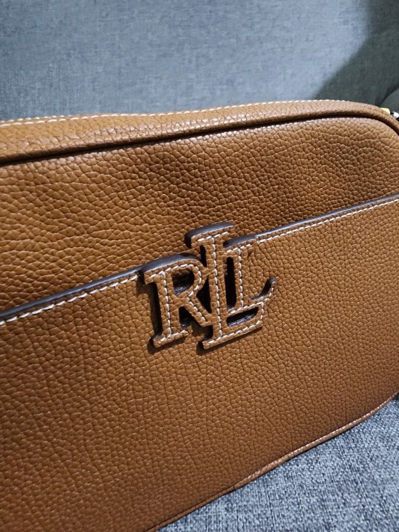 Ralph Lauren Pebbled Leather Carrie Crossbody in Brown