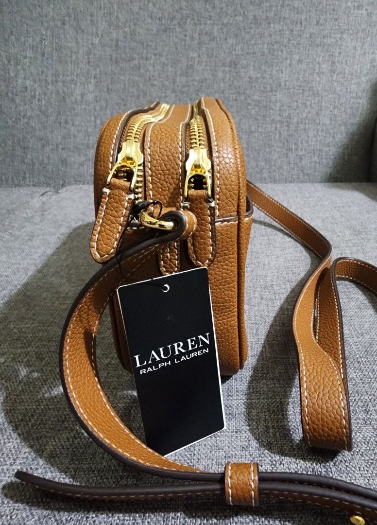 Lauren by Ralph Lauren Carrie 24 Tan Leather Cross-body Bag in