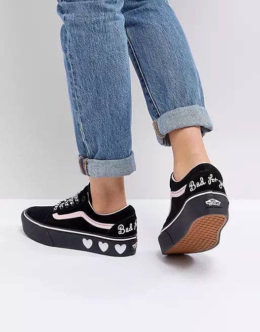 Lazy Oaf x Vans Old School Sneakers Bad for you embroidery in black Women s Fashion Footwear Sneakers on Carousell
