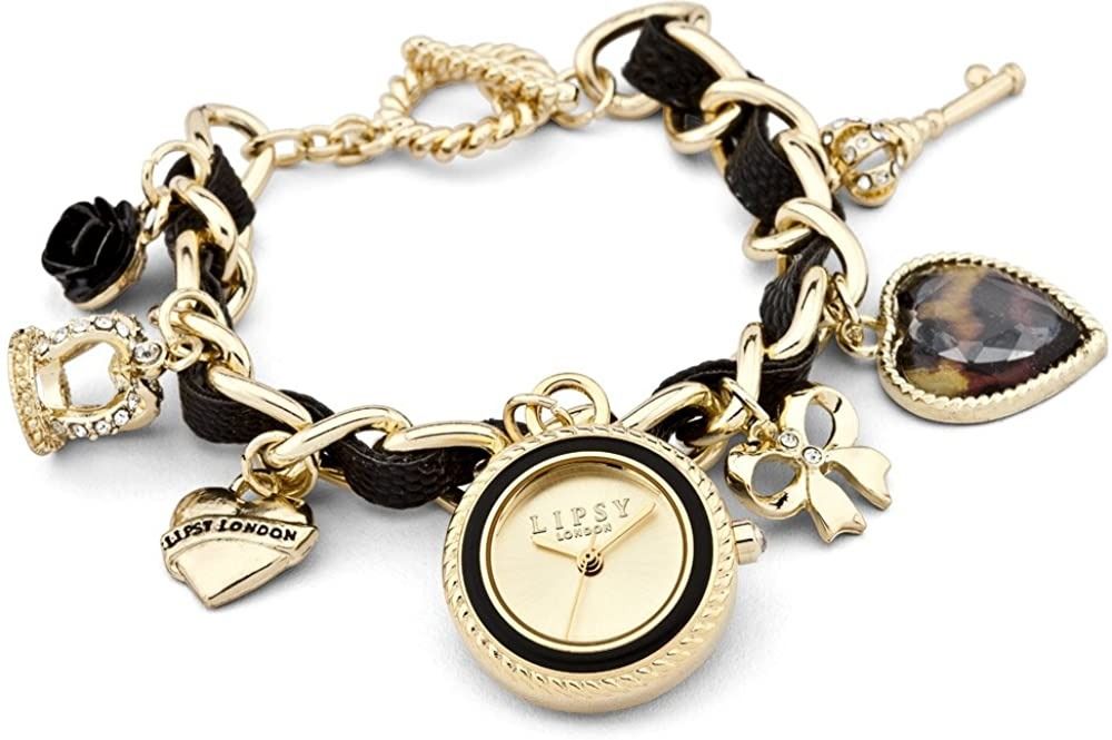 Lipsy London Black Leather Charms Bracelet Watch LP142