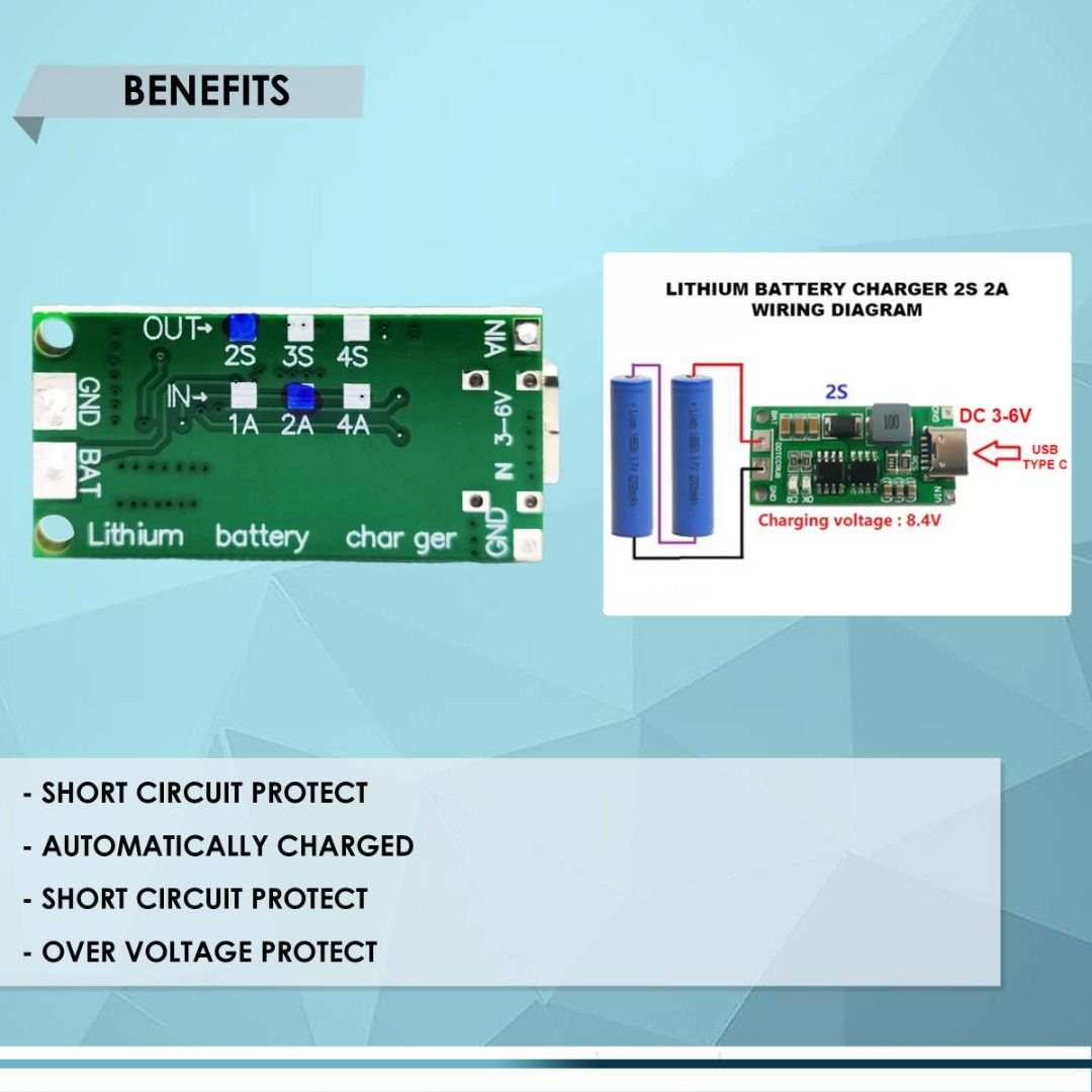 LITHIUM BATTERY CHARGER 2S 2A 8.4V DDTCCRUB, STEP UP BOOST LI-ION ...